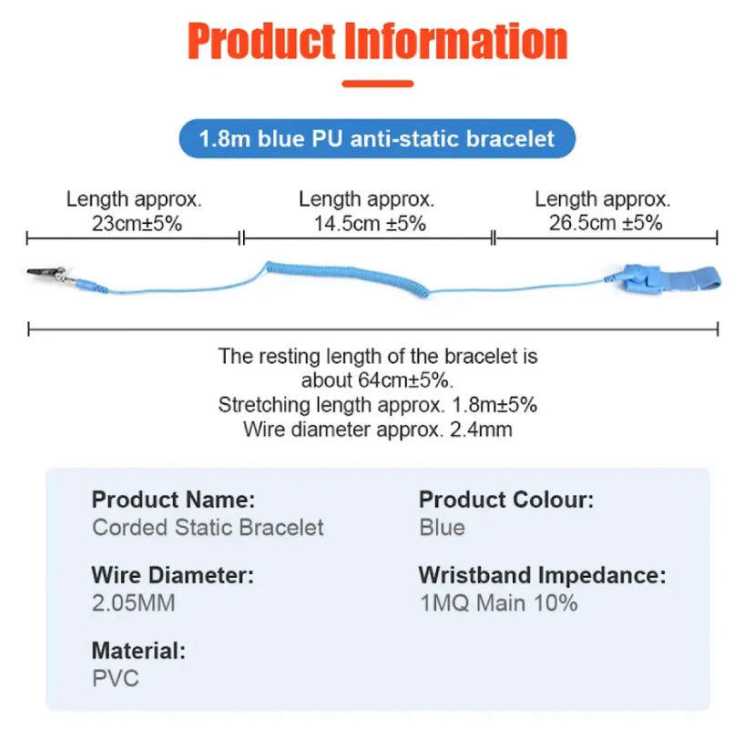 Anti Static ESD Wrist Strap Elastic Band with Clip for Sensitive Electronics Repair Work Tools