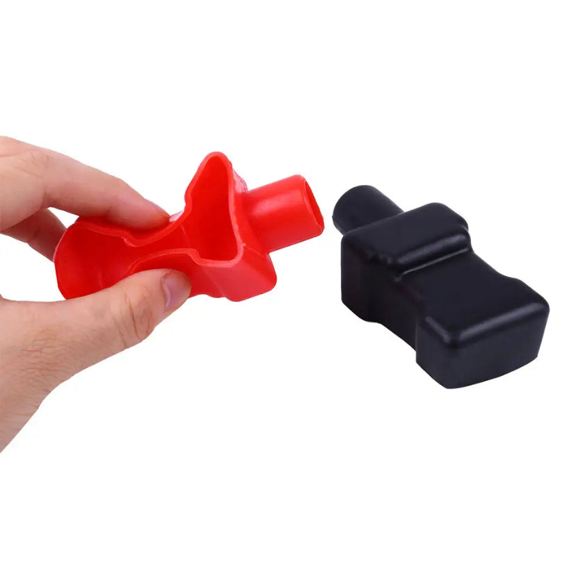 2pcs/Set Rubber Battery Terminal Cover Wear Resistant Shockproof Insulating Cap Motorcycle Truck Replacement Accessory