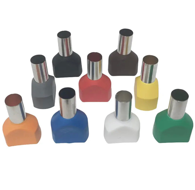 Insulated Twin Cord End Terminal Block Double Wire Ferrules Pure Copper Dual Pipe Cold Press Connector Use For 0.5-16mm2 Cable - gravax.store