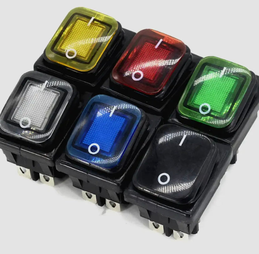 Kcd4 20A / 125V 16A / 250V 4-pin DPST IP67 Sealed Waterproof And Dustproof Rocker Power Switch with LED 220V 30x22