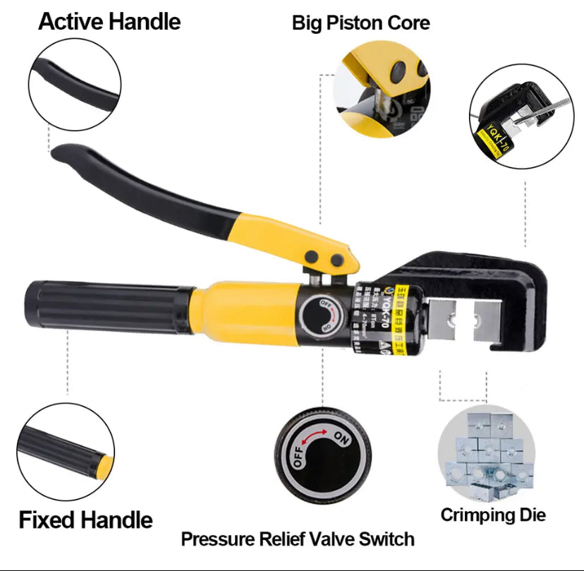 4—70mm² Hydraulic Crimping Tool YQK-70 Pressure 5-8T Household Hydraulic Pliers DIY Cable Terminal Crimping Pliers