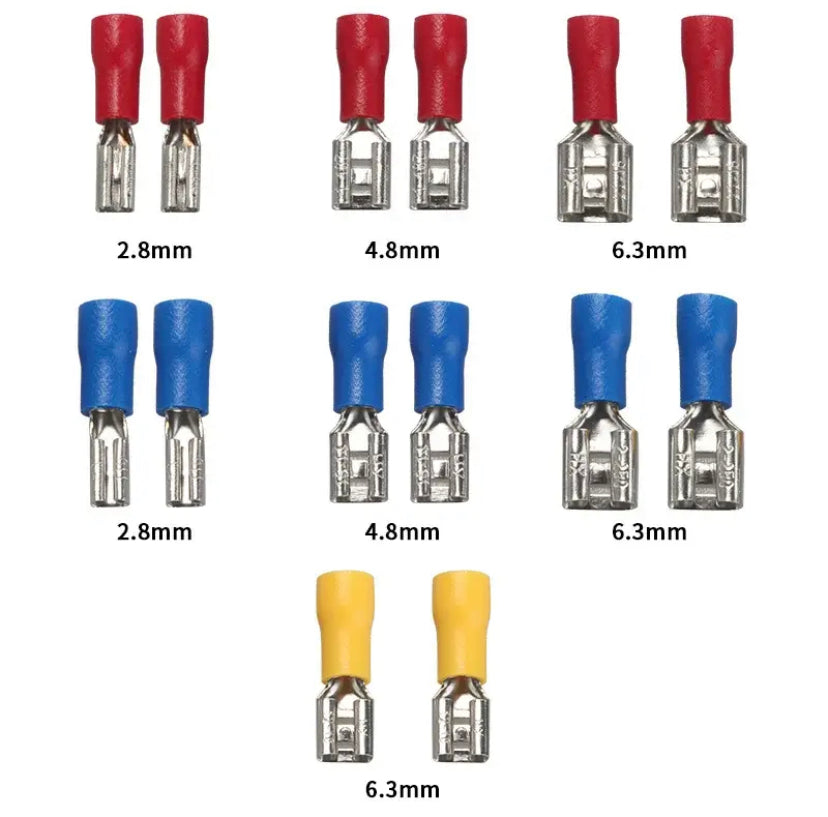 Insulated Female Crimping Terminals 6.3mm Seal Spade Electrical Wire Connector Wiring Cable Plug