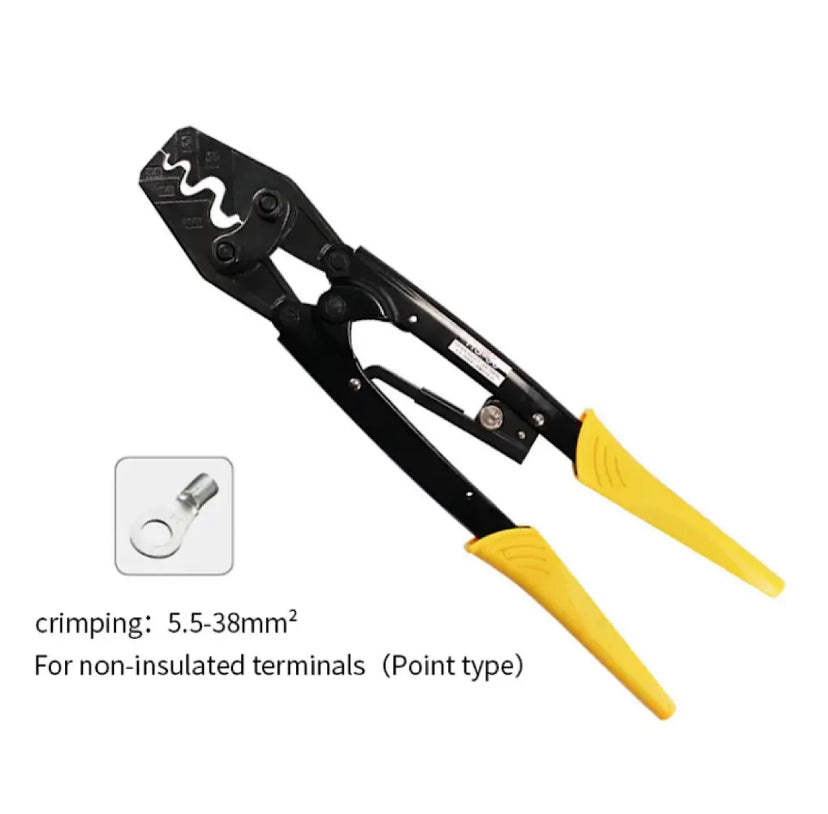 HS-38 Japanese Style Ratchet Crimping Pliers forTerminal 5.5-38mm² 10-2AWG,Hand Crimper Tools for Non Insulated Connectors