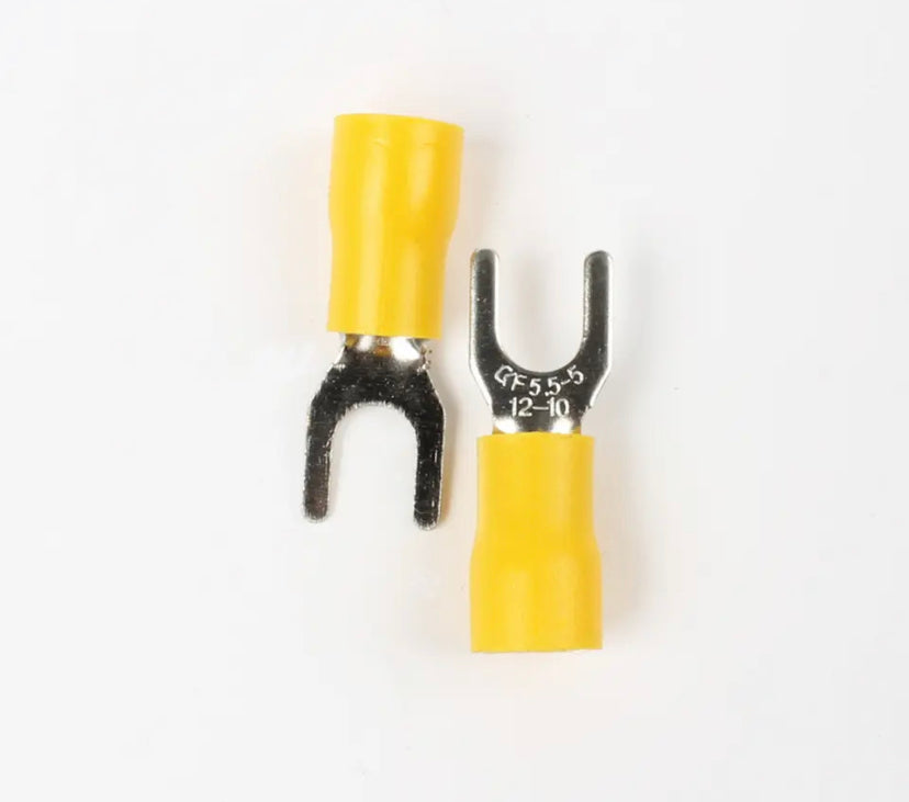 (4mm U type) SV5.5-4 Yellow Furcate terminals Cable Wire Connector 12~10AWG Yellow Furcate Fork Spade Crimp Terminals SV5-6 SV