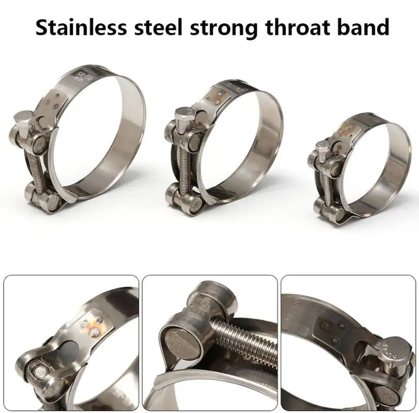 Stainless Steel Hose Clamps Heavy Duty T Bolt Exhaust Pipe Clips Tube Fixing Clamps Metal Fastener Repair Clamps Tools Hardware