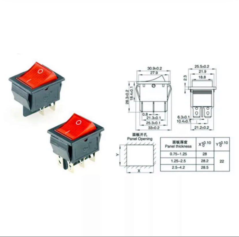 KCD4 4/6Pins Rocker Switch ON-OFF 2 Position Electrical equipment With Light Power Switch Switch cap 16A 250VAC/ 20A 125V