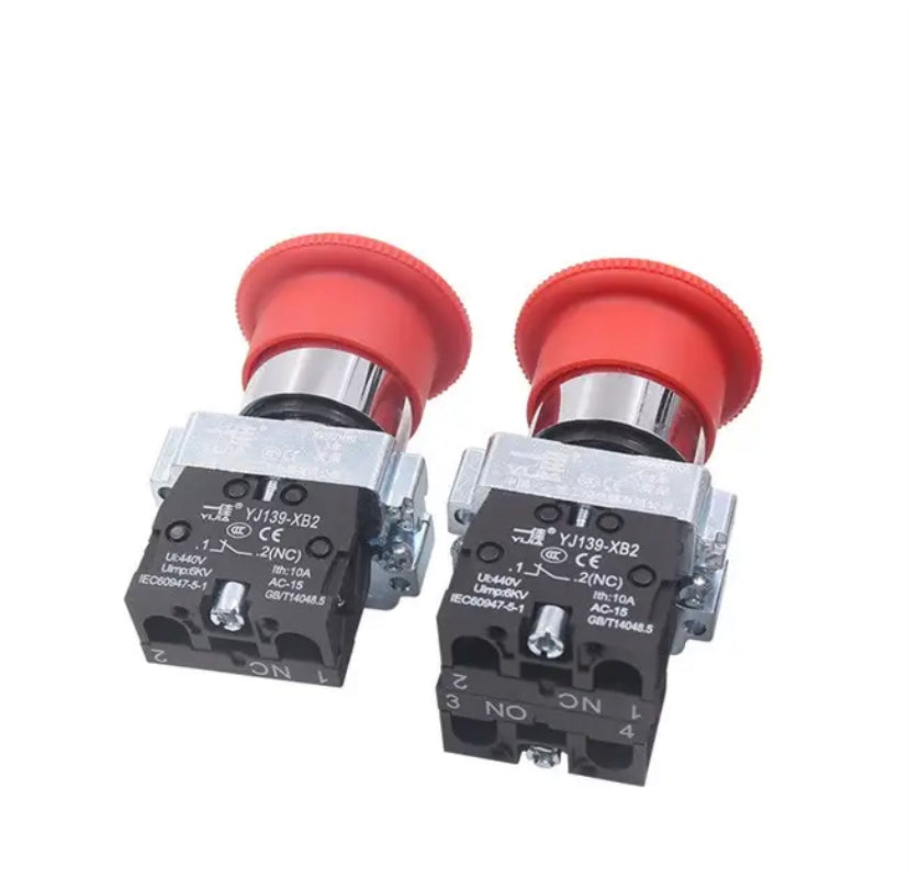 22mm XB2-542 Mushroom Head Emergency Stop Button Switch 10A/415V Emergency Stop Power Button Switch