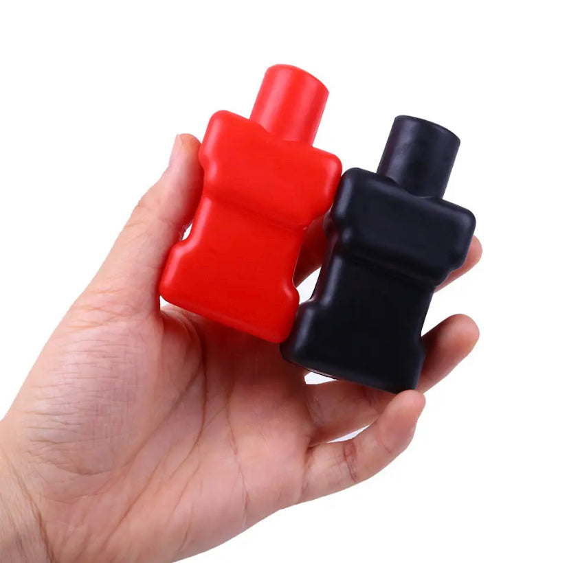 2pcs/Set Rubber Battery Terminal Cover Wear Resistant Shockproof Insulating Cap Motorcycle Truck Replacement Accessory