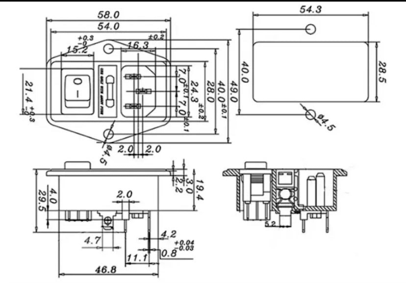 1pcs with 10A fuse ! 3pin power socket with Rocker Switch ac socket Terminal Power Socket with Fuse Holder Connector