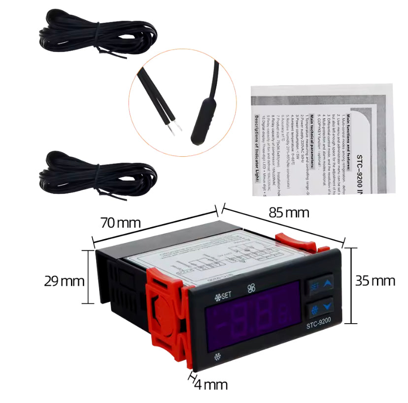 Digital Temperature Controller STC-9200 Two Relay Output Thermostat Regulator With Refrigeration Defrost Fan Alarm Function