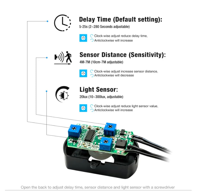 Motion Sensor Light Switch 12V PIR Sensor 24V 5V Movement Detector Timer Infrared Automatic Switch ON OFF Switch Light Outdoor