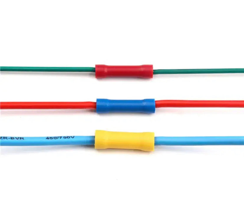 Assorted Butt Connector Insulated Crimp Terminals Electrical Cable Wire Connectors BV1.25 BV2.5 BV5.5 Car Accessories