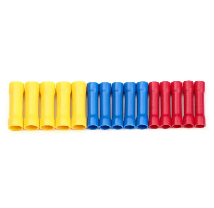 Assorted Butt Connector Insulated Crimp Terminals Electrical Cable Wire Connectors BV1.25 BV2.5 BV5.5 Car Accessories