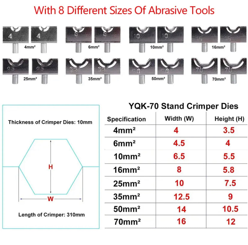 4—70mm² Hydraulic Crimping Tool YQK-70 Pressure 5-8T Household Hydraulic Pliers DIY Cable Terminal Crimping Pliers
