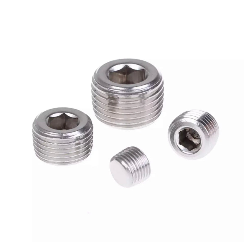 1/8 1/4 3/8 1/2 NPT Male SS304 Stainless Steel Countersunk End Plug Internal Hex Head Socket Pipe Fitting