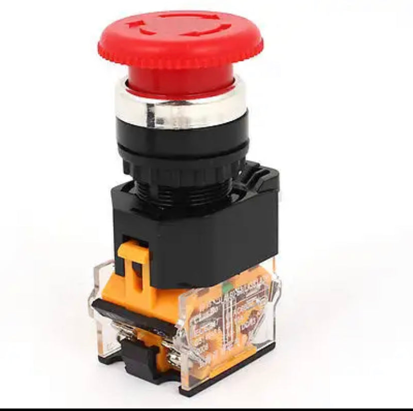 22mm Panel Mount 4 Pin DPST Latching Red Mushroom Push Button Switch AC 660V 10A