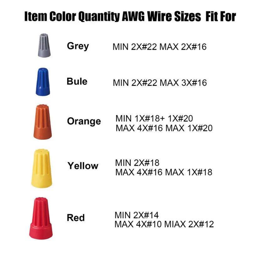 50PCS Wiring crimping cap P1-P6 screw connector rotating terminal spring type closed terminal wire connector 0.1-2.5m