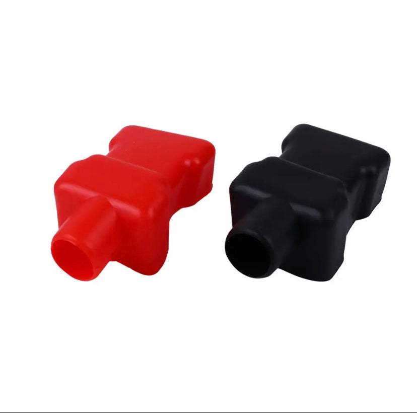 2pcs/Set Rubber Battery Terminal Cover Wear Resistant Shockproof Insulating Cap Motorcycle Truck Replacement Accessory