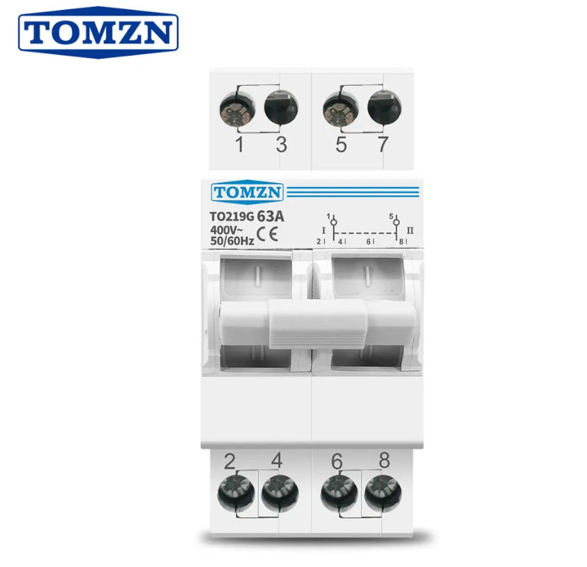 TOMZN 2P 63A MTS Dual Power Manual Transfer Isolating Switch Interlock Circuit Breaker