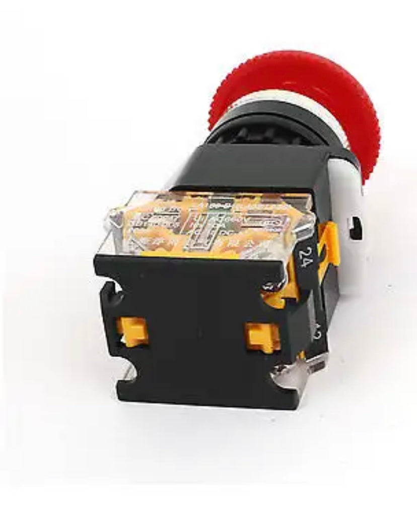 22mm Panel Mount 4 Pin DPST Latching Red Mushroom Push Button Switch AC 660V 10A