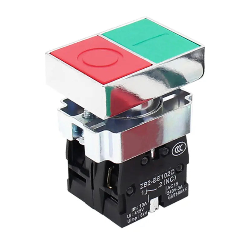 Push Button Switch Rectangle XB2-BL8425 Press Reset 1NO1NC Power Supply Start Opening 22MM Red-green Double Bond Switches