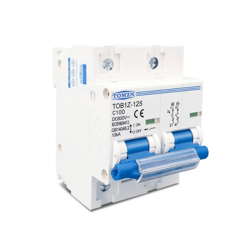 TOMZN 2P DC MCB 600V Circuit breaker FOR PV System C curve Battery Main Switch