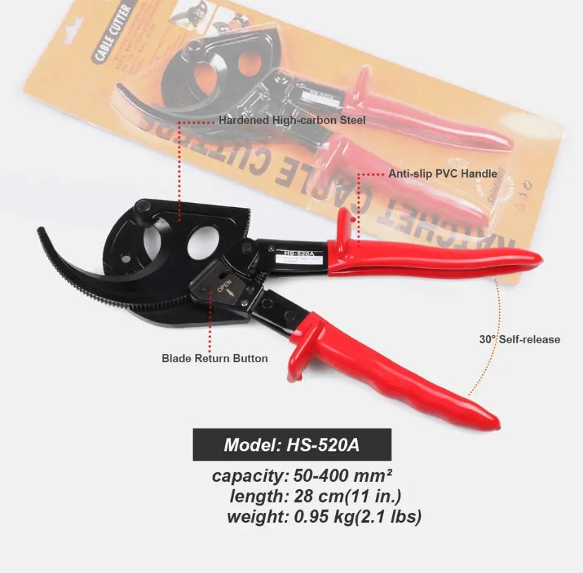 Ratchet Electrician Cable Cutter Plier Scissors Copper Aluminum Wire Cutting Plier Hand Tool Hand Plier for Large cable