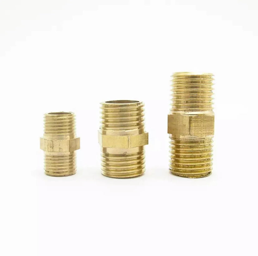 Brass Pipe Hex Nipple Fitting Quick Coupler Adapter 1/8 1/4 3/8 1/2 3/4 1 BSP