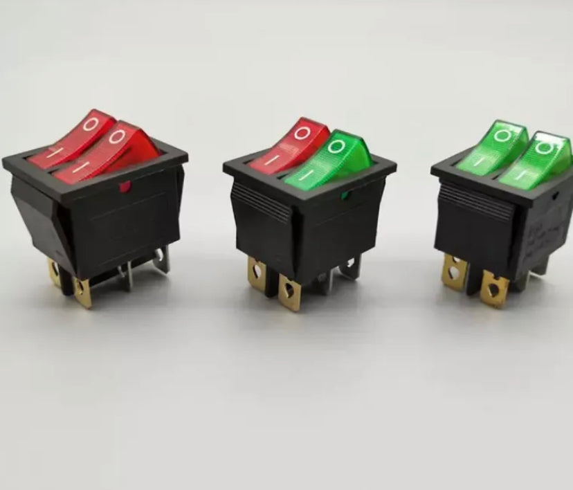 1PCS KCD8 6PIN 16A 250V 20A 125V Double Light Switch Rocker Switch Waterproof ON-OFF KCD6 Boat Power Switch