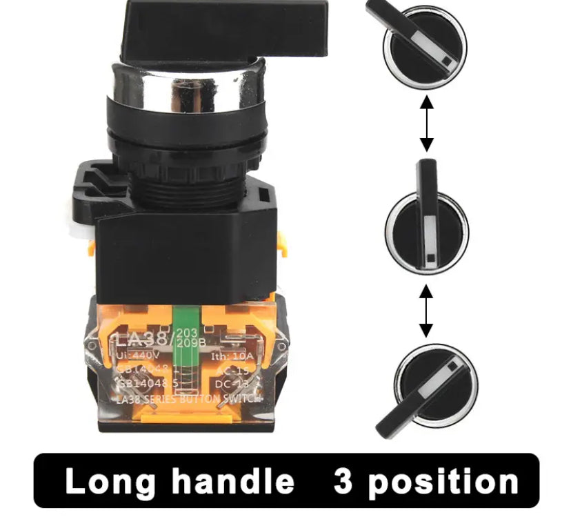 22mm Rotary Switches Knob Switch 1NO1NC/2NO LA38-11X2 20X3 Self-locking/Self-reset Switches 2/3 Positions Selector Switch
