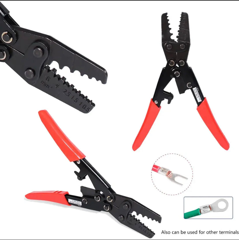 HS-6L Terminal Crimping Pliers Non-Insulated,Ratchet Wire Crimper Tool,Crimping Tool for Terminals (10-17 AWG 0.5-6.0mm²)