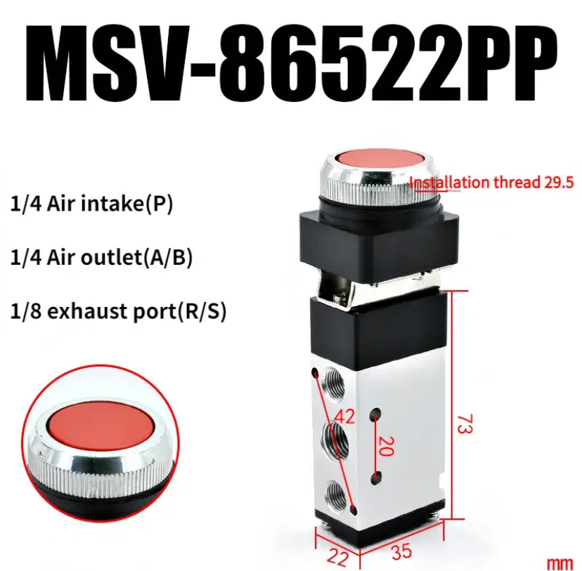 Pneumatic valve switch stroke Manual Button Valve MSV86522 Press type two position five way button MV Cylinder Mechanical valve