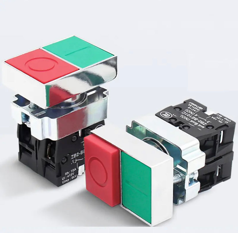 Push Button Switch Rectangle XB2-BL8425 Press Reset 1NO1NC Power Supply Start Opening 22MM Red-green Double Bond Switches