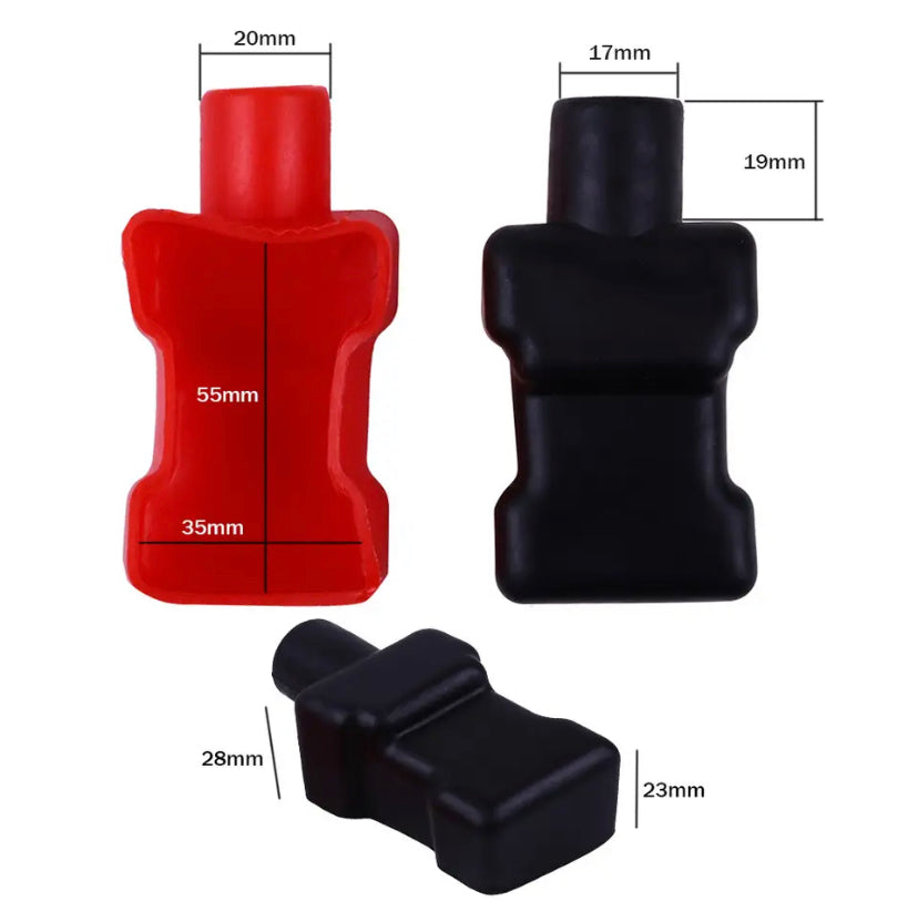 2pcs/Set Rubber Battery Terminal Cover Wear Resistant Shockproof Insulating Cap Motorcycle Truck Replacement Accessory