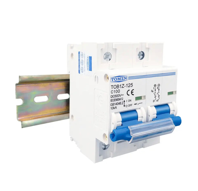 TOMZN 2P DC MCB 600V Circuit breaker FOR PV System C curve Battery Main Switch