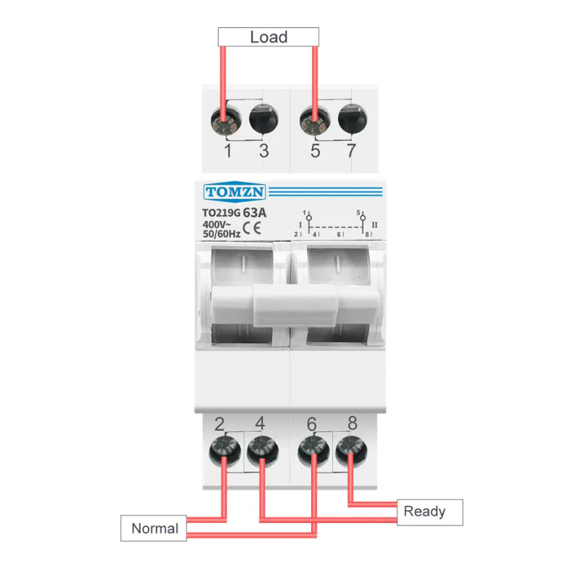 TOMZN 2P 63A Changover Breaker MTS Dual Power Manual Transfer Isolating Switch Interlock Circuit Breaker