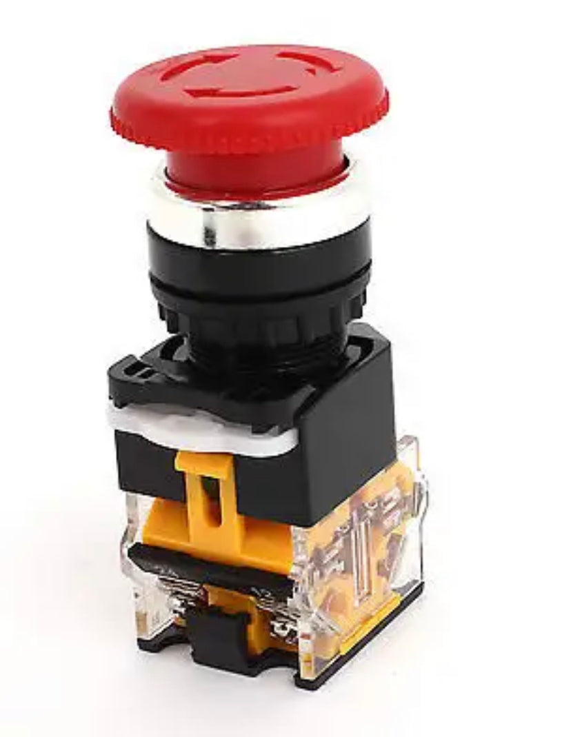 22mm Panel Mount 4 Pin DPST Latching Red Mushroom Push Button Switch AC 660V 10A