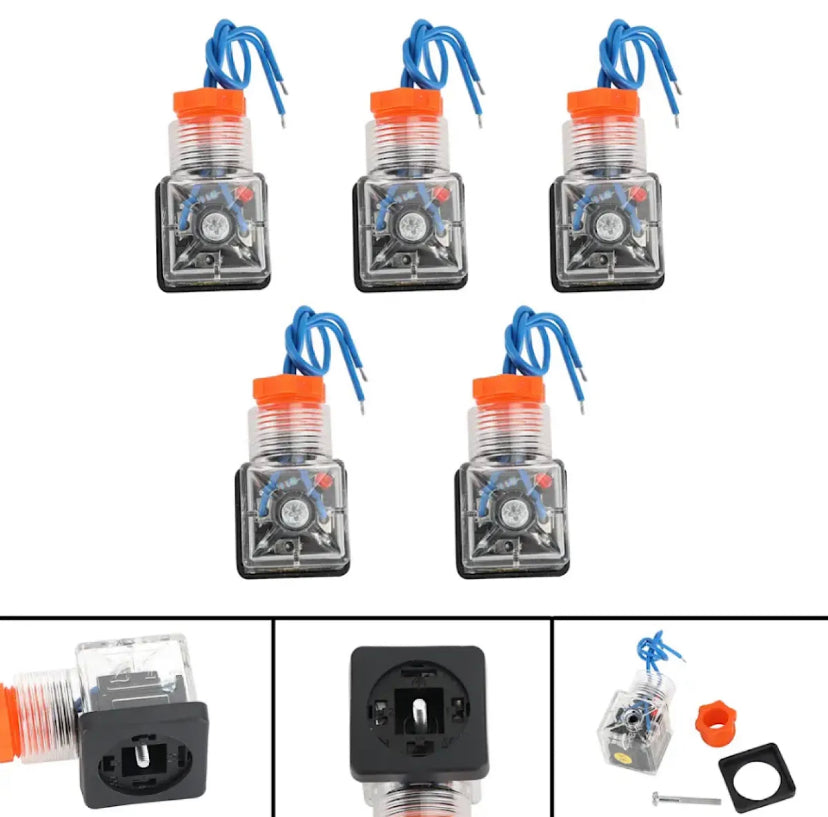 1Pcs Solenoid Coil Plug Hydraulic Valve Transparent Voltage With Indication Light Waterproof And Dustproof Universal Accessories 12VDC 24VDC 220VAC