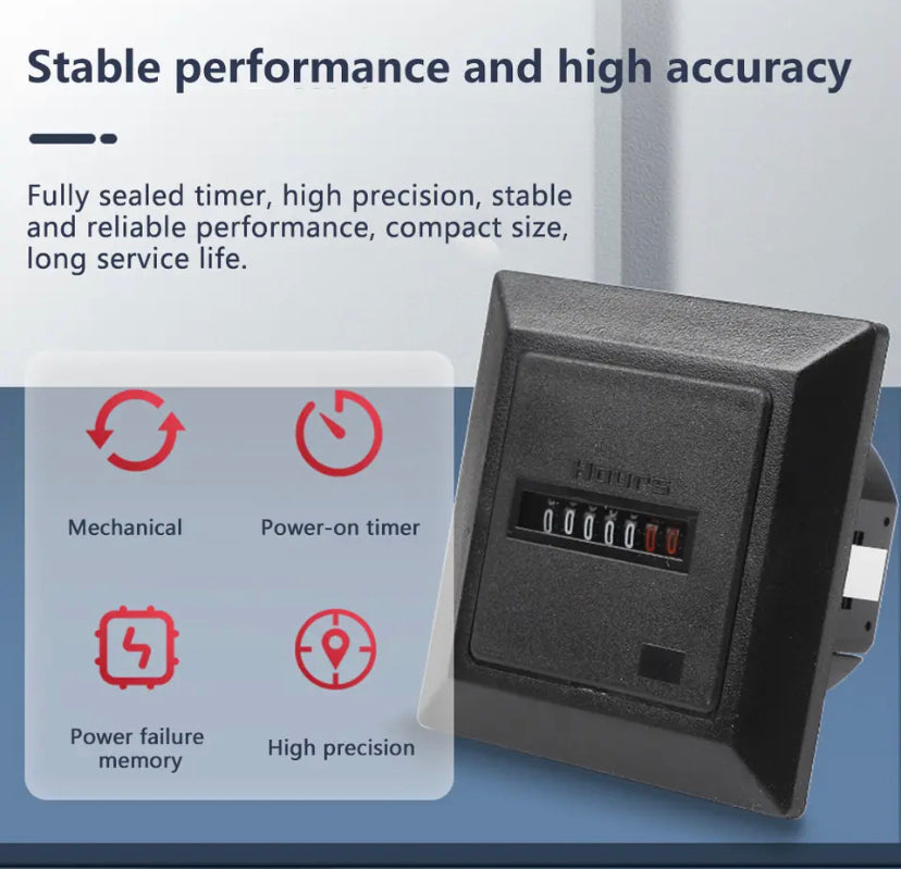 AC220-240V Timer function Electronic Hermetic Counter Digital 0-99999.9 Hour Meter Gauge 0.3W 50Hz Industrial Standard