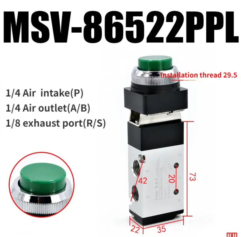 Pneumatic valve switch stroke Manual Button Valve MSV86522 Press type two position five way button MV Cylinder Mechanical valve