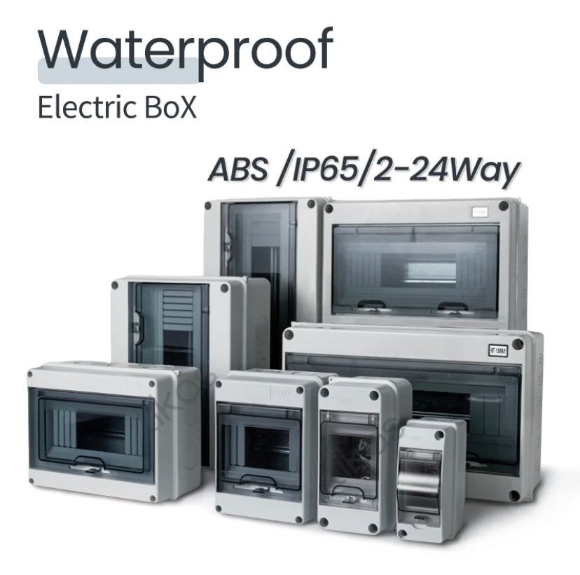 IP65 Waterproof Distribution dc breaker Box 2/3/5/8/12/15/18/24WAY PC /ABS Plastic Outdoor Electrical MCB solar Junction Box