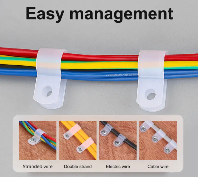 PA66 Nylon Wire Fixing Clip R-type Wire Clip U-type Wire Card UC Wire Buckle Wall Cable Management Wiring Routing Fixing Button
