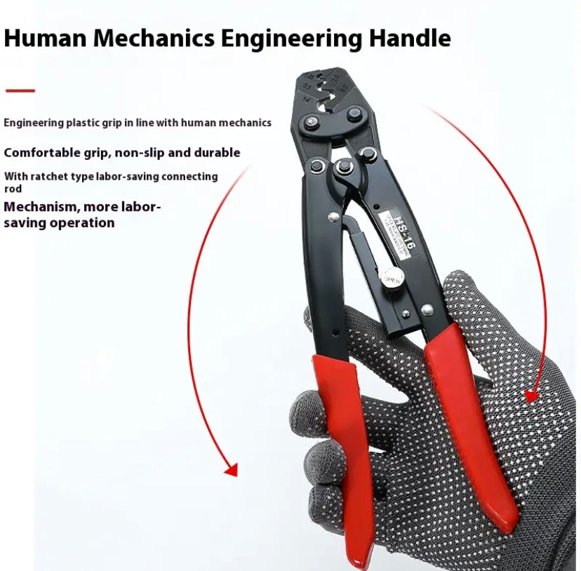 HS-16 Crimper Plier Ratchet Type Bare Terminal Crimping Pliers OT UT Crimping Tool Electric Terminal 1.5-16mm2
