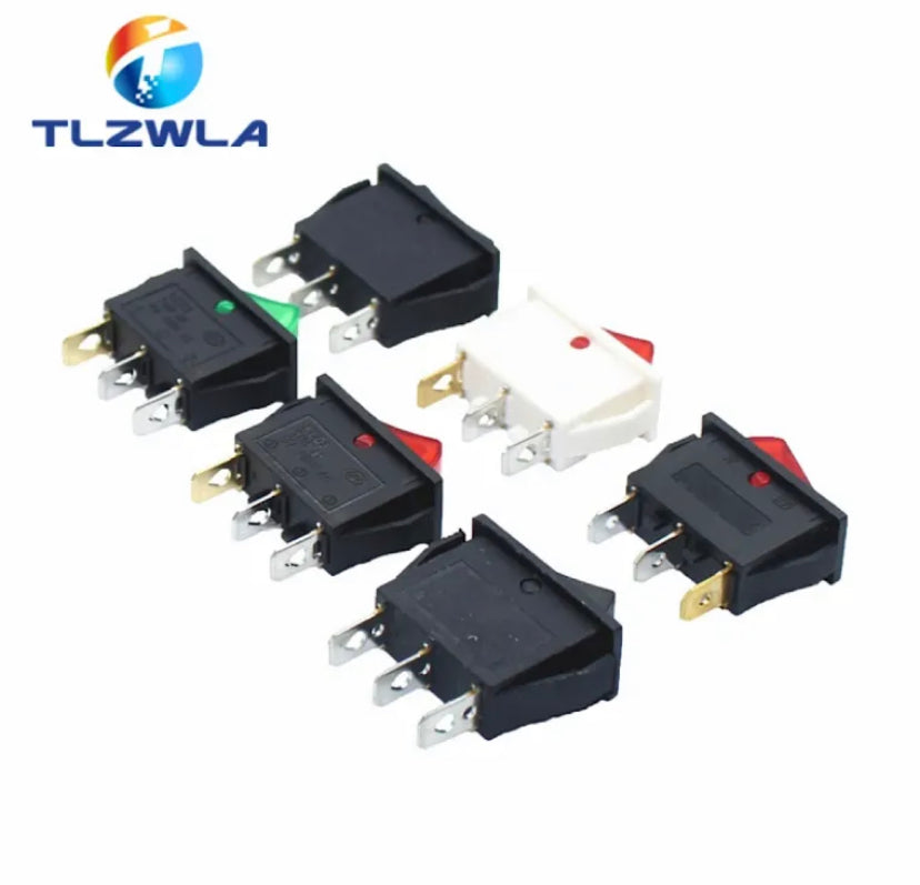 1PCS KCD3 Rocker Switch ON-OFF ON-OFF-ON 2 Position 3Pins Electrical equipment With Light Power Switch 16A 250V / 20A 125V AC