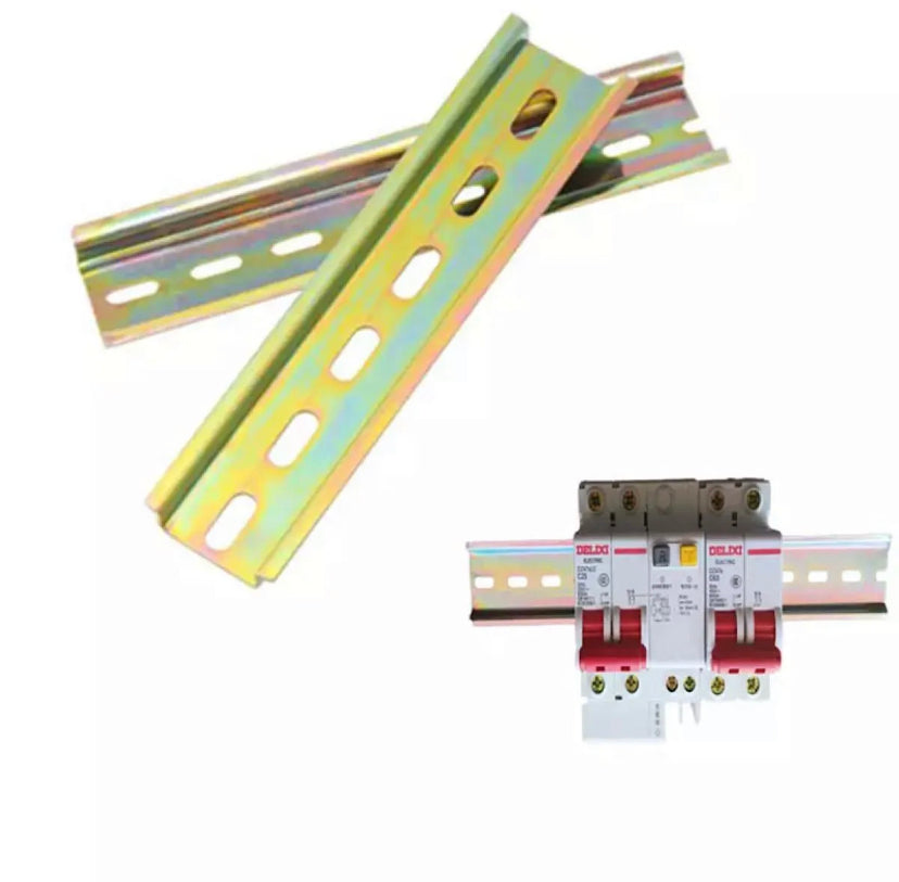 1 Pcs 35mm-500mm Iron Aluminium Slotted Din Rail For Circuit Breaker Mounting C45 Guide Rail Terminal Connector Installation Track 0.9mm