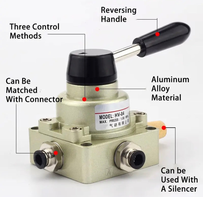 HV/K34R6/4HV Three-Position Four-Way Manual Reversing Air Valve Cylinder Control Hand Valve Pneumatic Switch Hand Valve