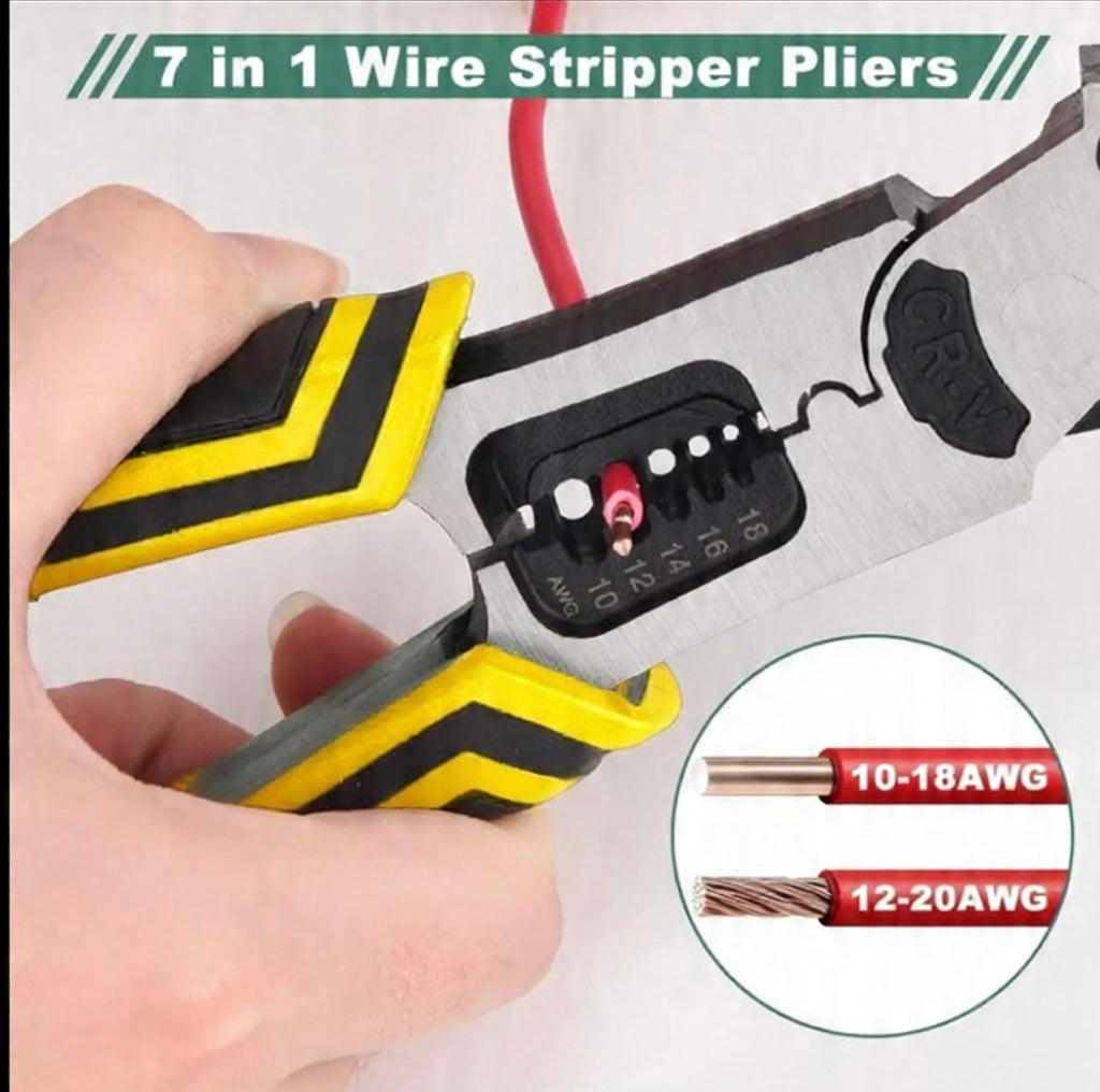 Robust Lineman Pliers, a Versatile 7-In-1 Tool Featuring a Wire Cutter, Crimper, Stripper, And Nail Puller | 22.86cm CRV Combination Pliers Designed for Gripping, Cutting, Stripping, And Hammering | Multi-Functional Hand Tools