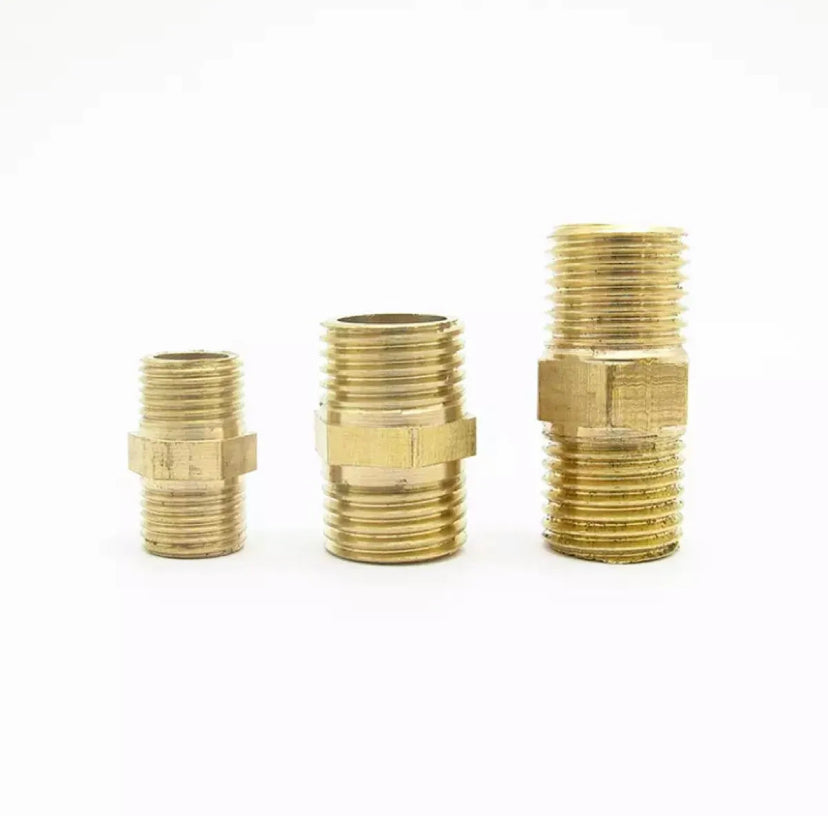 Brass Pipe Hex Nipple Fitting Quick Coupler Adapter 1/8 1/4 3/8 1/2 3/4 1 BSP