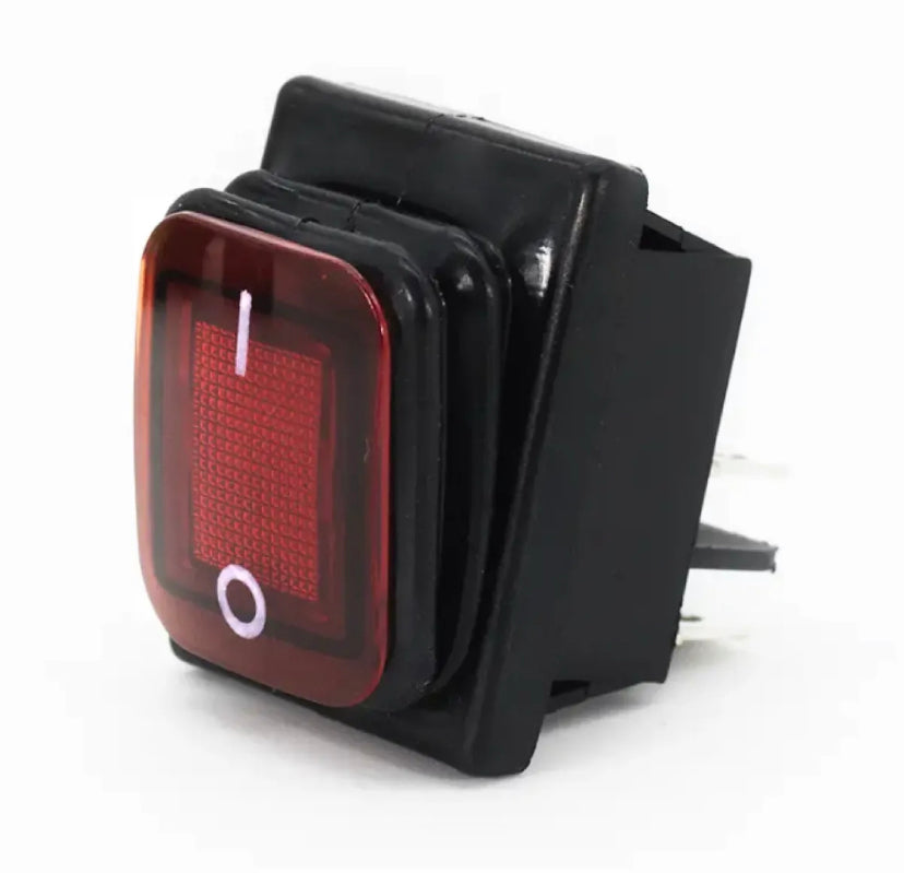 Kcd4 20A / 125V 16A / 250V 4-pin DPST IP67 Sealed Waterproof And Dustproof Rocker Power Switch with LED 220V 30x22