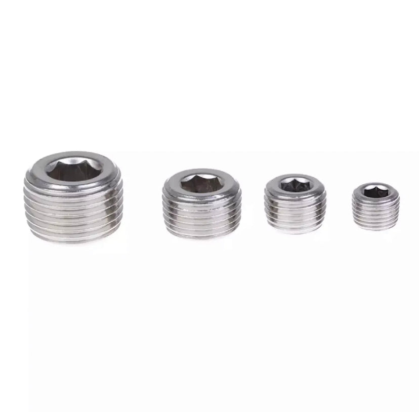 1/8 1/4 3/8 1/2 NPT Male SS304 Stainless Steel Countersunk End Plug Internal Hex Head Socket Pipe Fitting